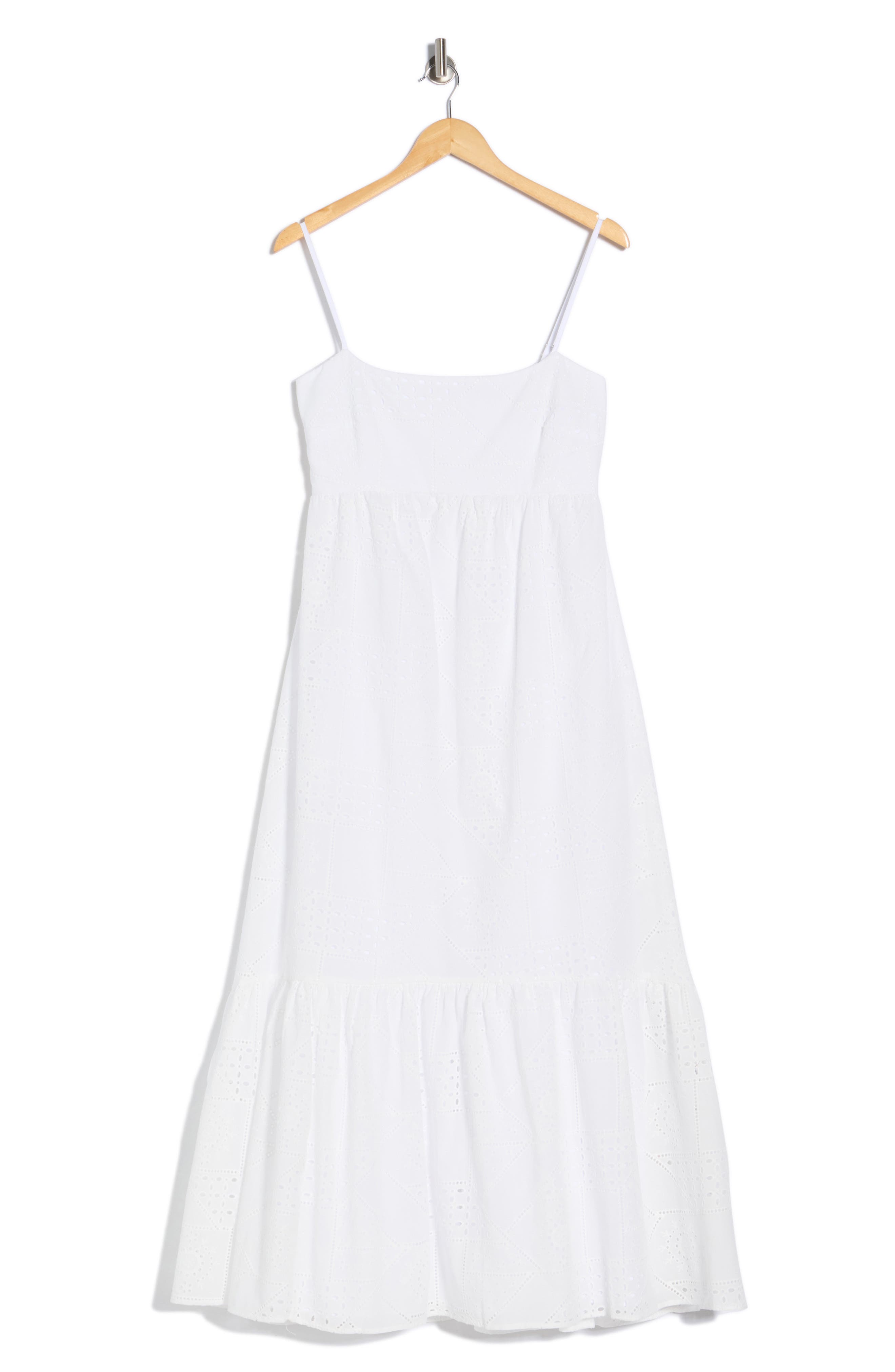 1.STATE Eyelet Empire Waist Cotton Midi Dress