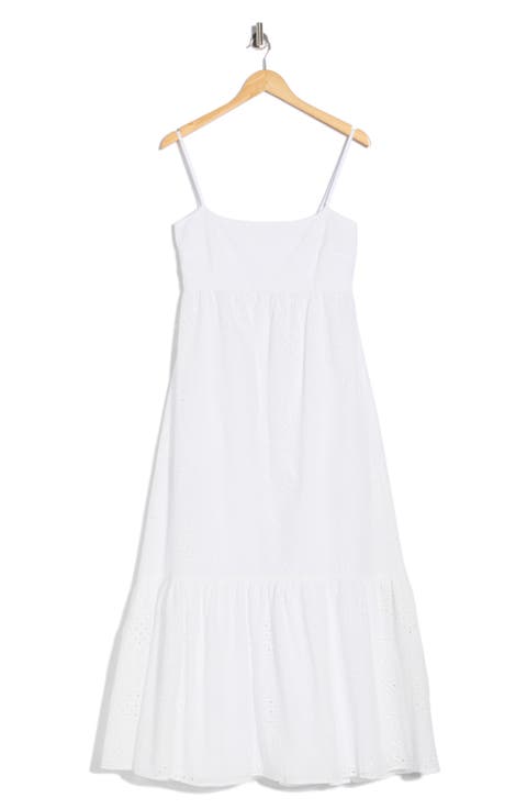 Eyelet Empire Waist Cotton Midi Dress