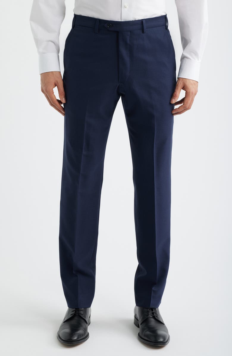 Emporio Armani Navy Microcheck Virgin Wool Peak Lapel Suit, Alternate, color, Navy