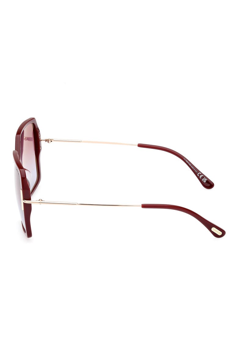 Joanna 59mm Gradient Polarized Butterfly Sunglasses, Alternate, color, SHINY BORDEAUX / ROSE