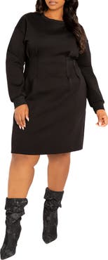 BUXOM COUTURE Long Sleeve Jersey Sweatshirt Dress
