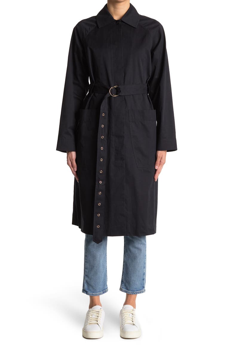 Belted Trench Coat, Alternate, color, DARK NAVY