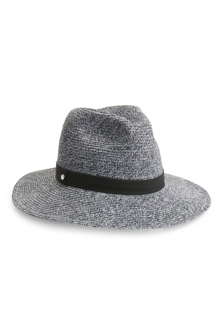 Packable Braided Paper Straw Panama Hat, Main, color, BLACK COMBO