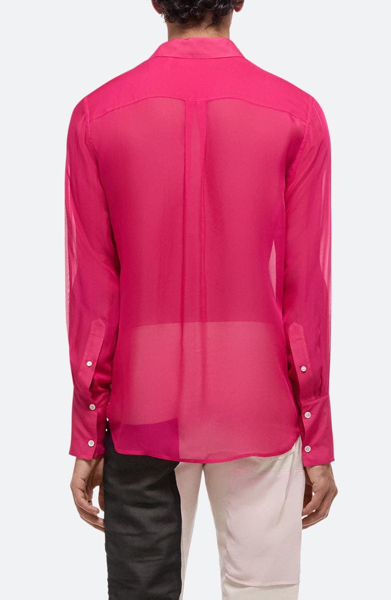 Helmut Lang Relaxed Fit Silk Organza Button-Up Shirt, Alternate, color, Fuchsia