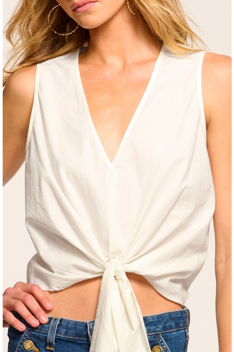 Svetlana Tie Hem Sleeveless Crop Top, Alternate, color, WHITE