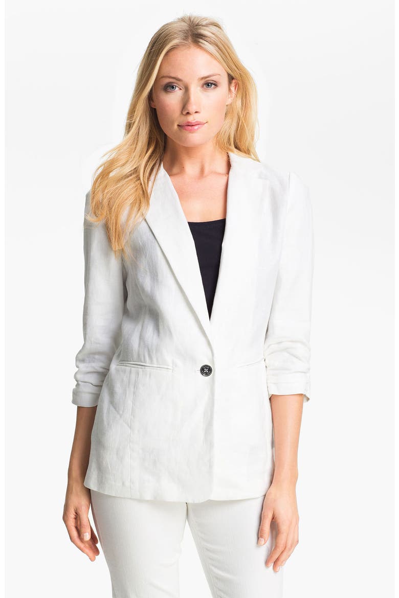 Shirred Sleeve Jacket, Main, color, WHITE