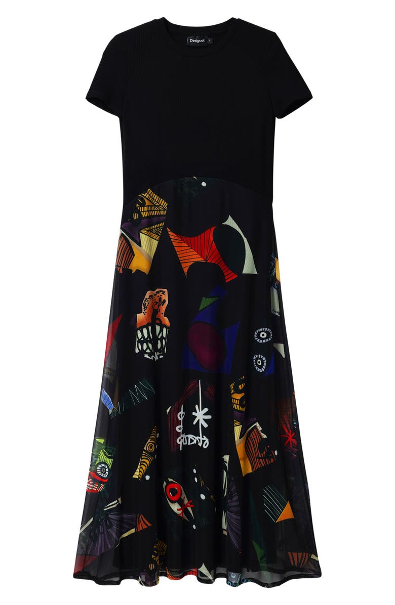 Desigual M. Christian Lacroix Combination Midi Dress, Alternate, color, Black