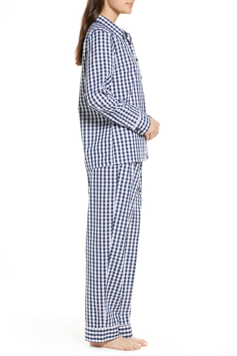 Gingham Cotton Pajamas, Alternate, color, NAVY GINGHAM