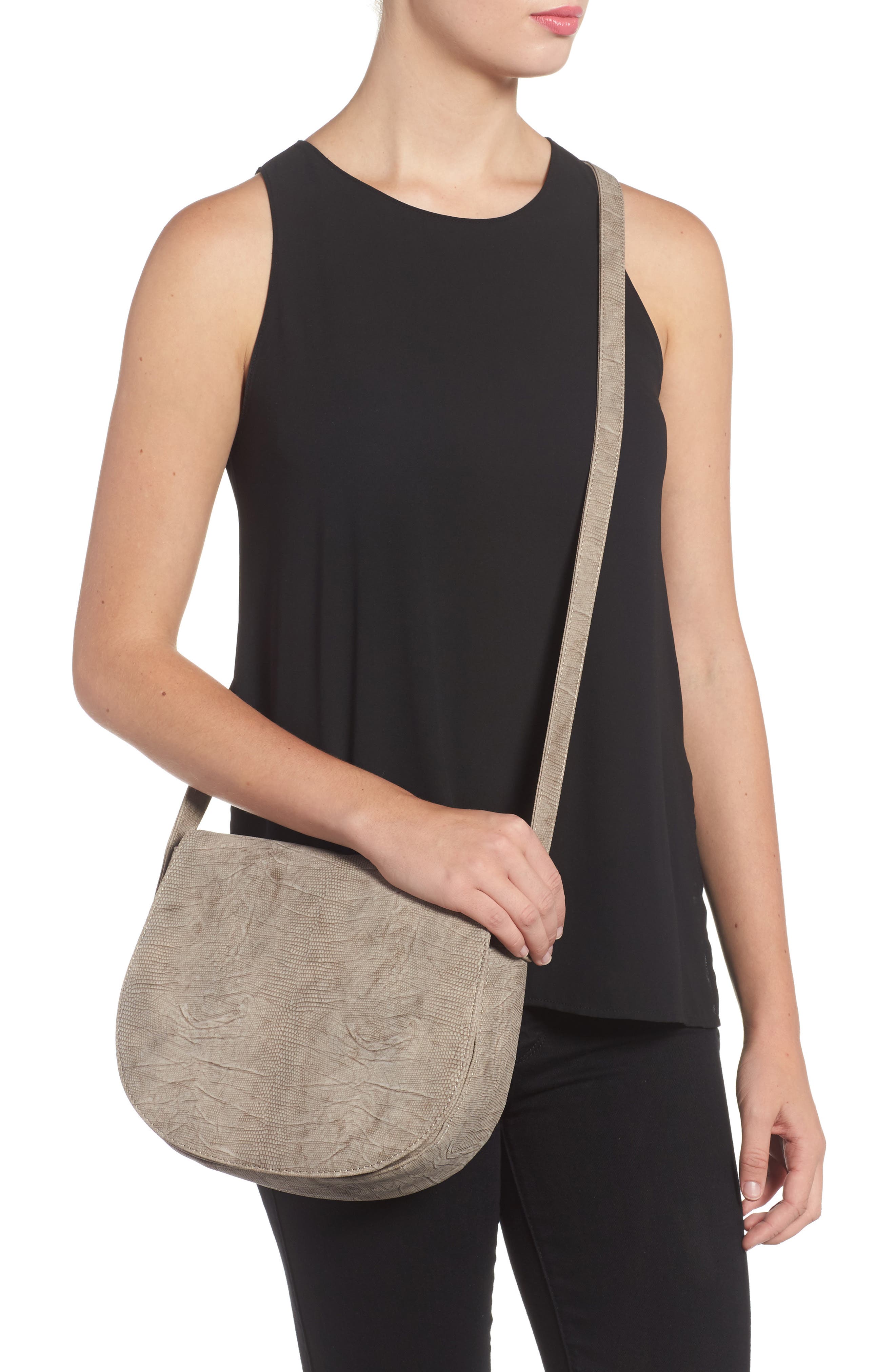 Livvy Faux Leather Crossbody Saddle Bag, Alternate, color, TAUPE