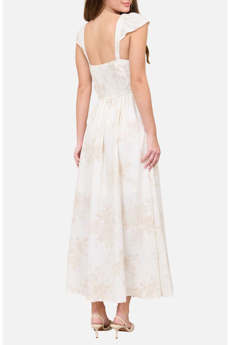 Floral Jacquard Midi Dress, Alternate, color, LIGHT KHAKI