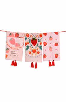 Tiramisu Strawberry Fields Forever Set of 3 Kitchen Towels