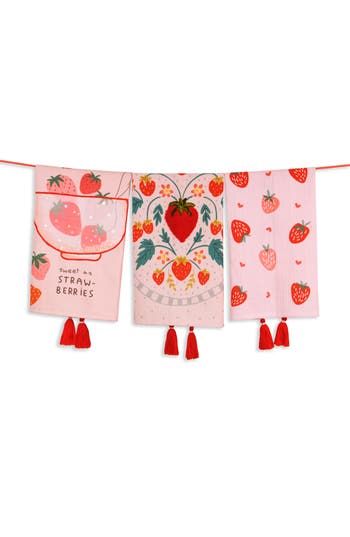 Tiramisu Strawberry Fields Forever Set Of 3 Kitchen Towels In Multi