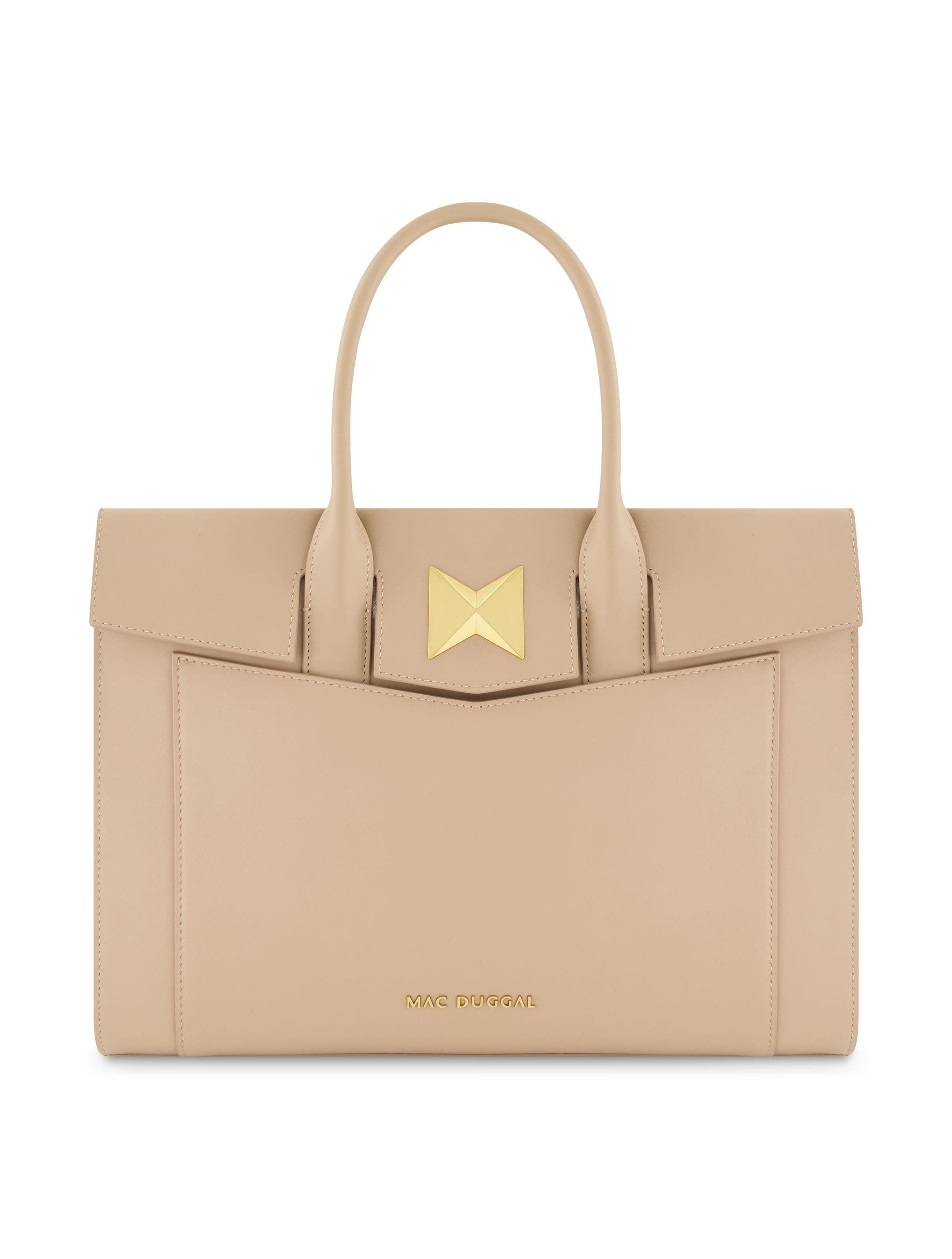 Gold Plated Hardware Large Leather Briefcase Bag, Main, color, Taupe