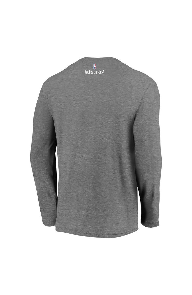FANATICS Men's Fanatics Branded Heather Charcoal Dallas Mavericks 2021 Noches Éne-Bé-A Authentic Shooting Long Sleeve T-Shirt, Alternate, color, Heather Charcoal