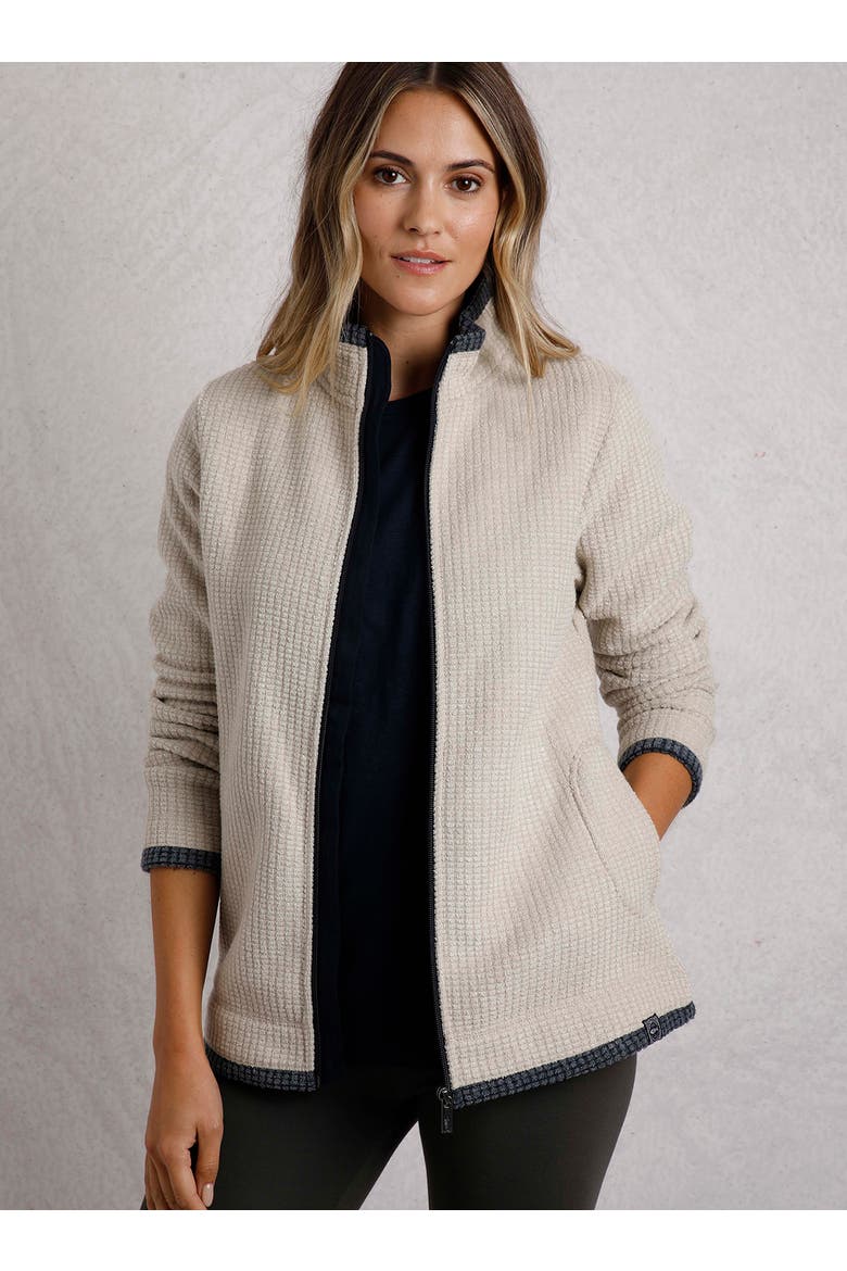 Ariana Full Zip Grid Fleece, Main, color, Ecru