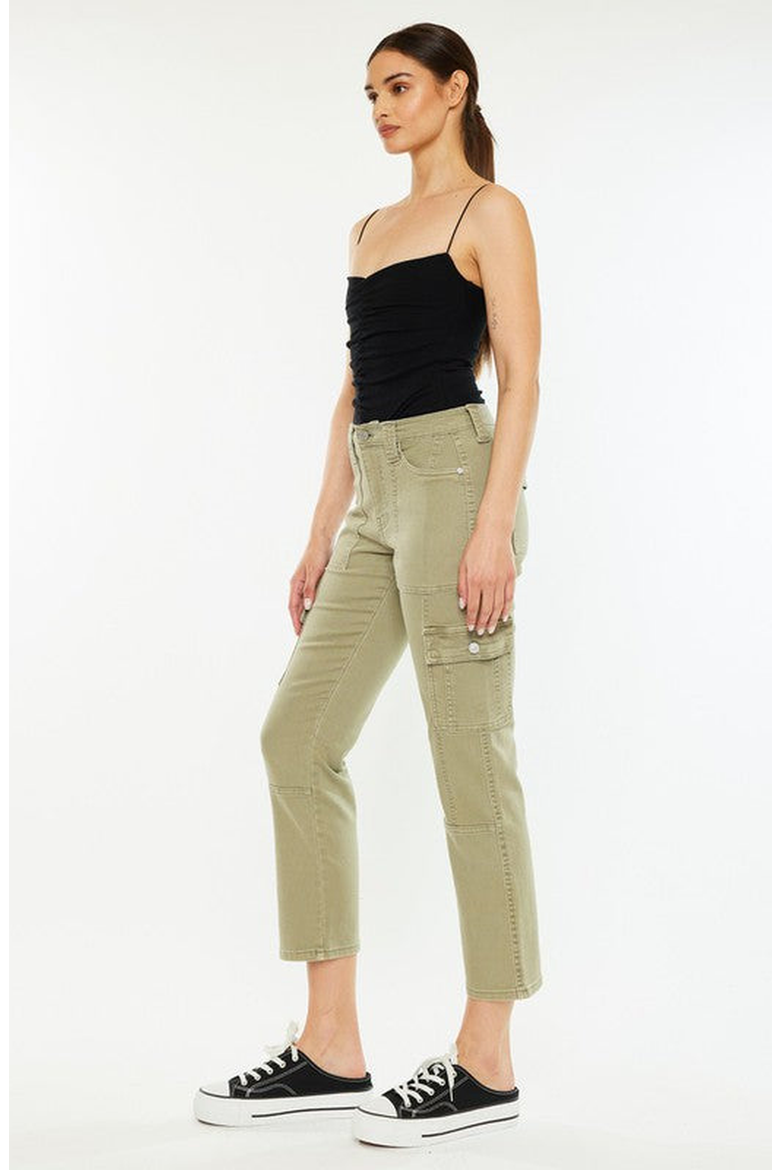 Lavinia High Rise Slim Straight Leg Cargo Pants, Alternate, color, Olive