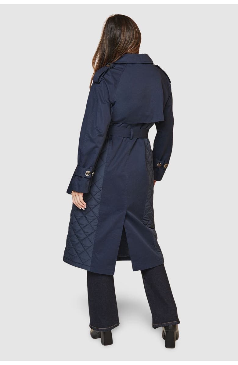 Wallis Padded Belted Trench Coat, Alternate, color, Navy
