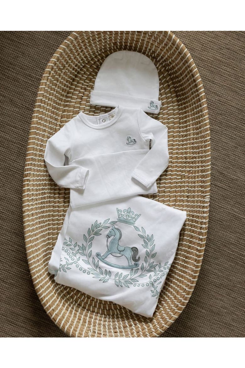3 Piece Baby Pima Cotton Footie Set, Alternate, color, Pearl Blue