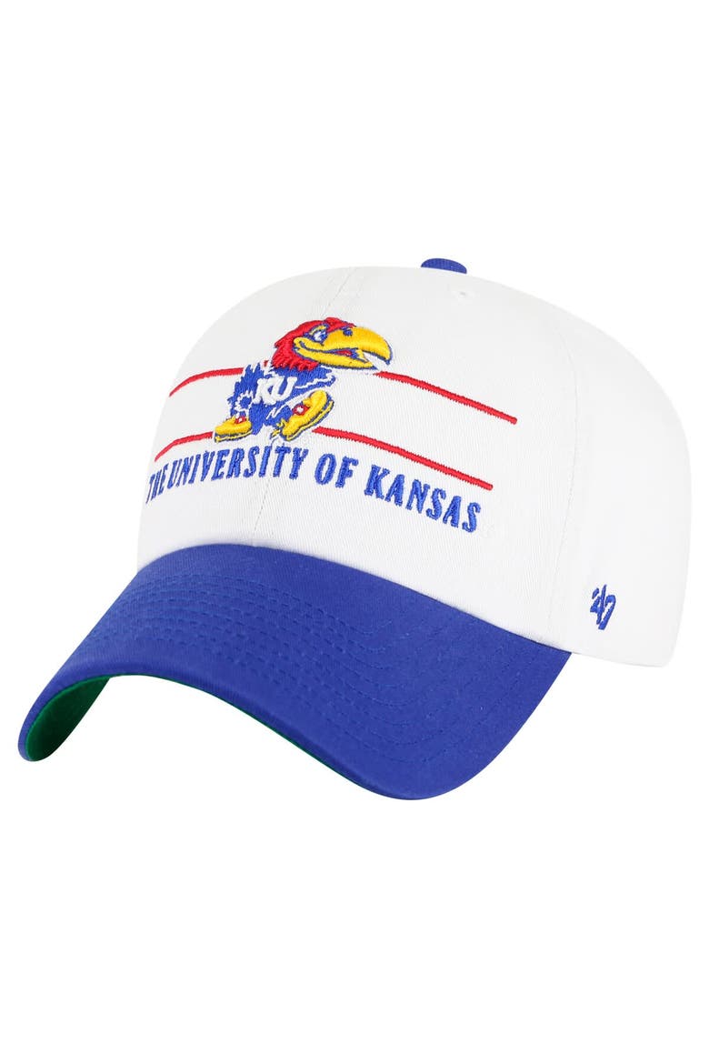 Men's '47 White Kansas Jayhawks Gridiron Clean Up Adjustable Hat, Main, color, White