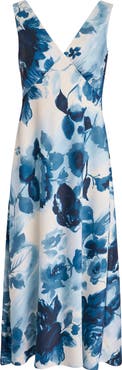 Donna Karan New York Floral Empire Waist A-Line Dress