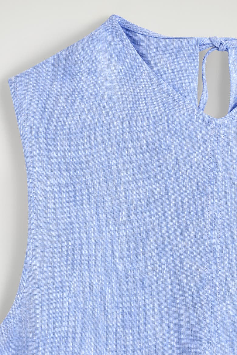 V-neck Open-back Linen Mini Dress, Alternate, color, LIGHT BLUE