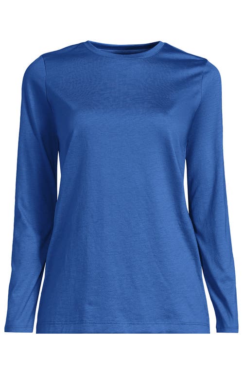 Lands' End Relaxed Supima Cotton Long Sleeve Crew Neck T-shirt In Blue