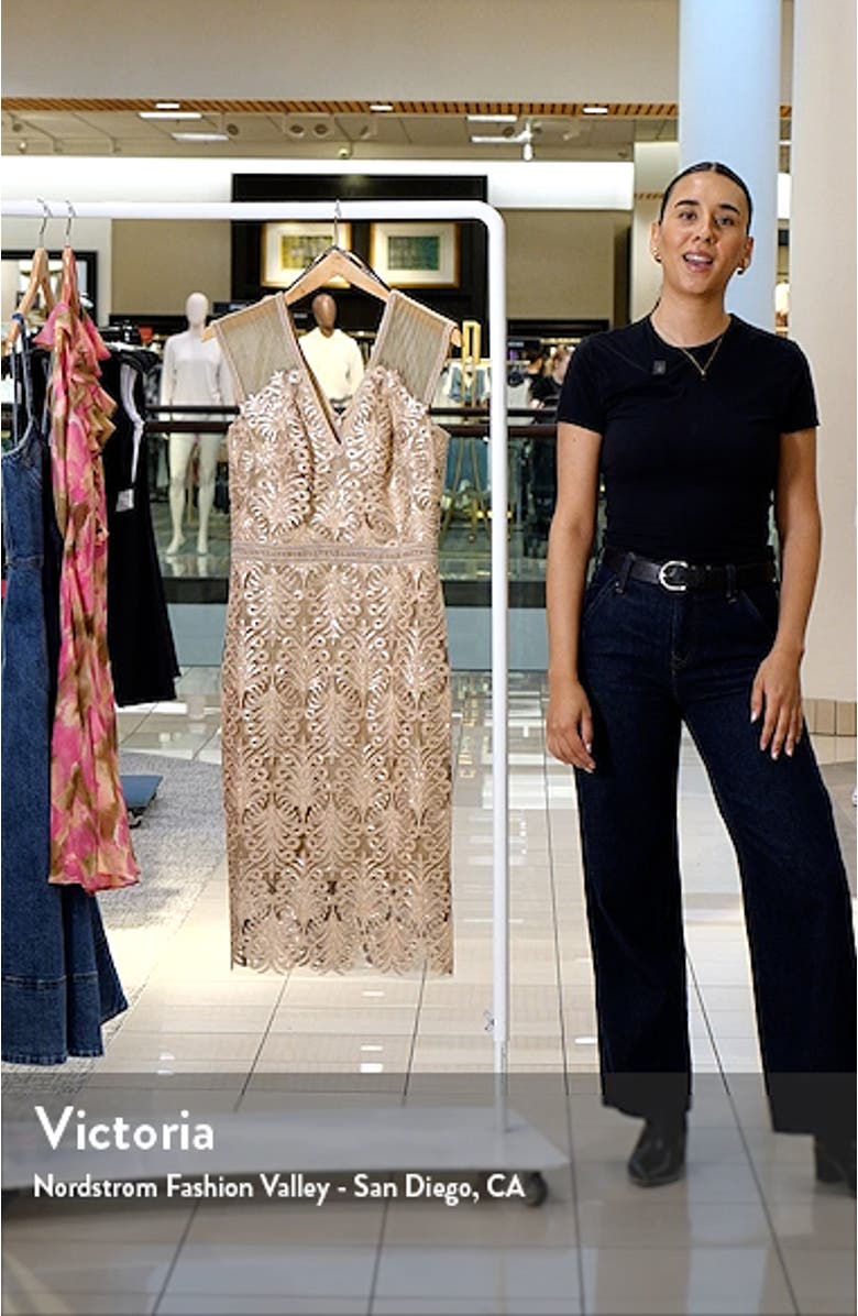 Sequin Corded Lace Cocktail Sheath Dress, sales video thumbnail