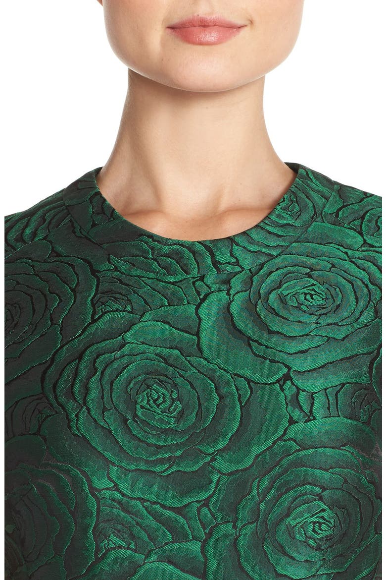 Floral Jacquard Sheath Dress, Alternate, color, EMERALD GREEN