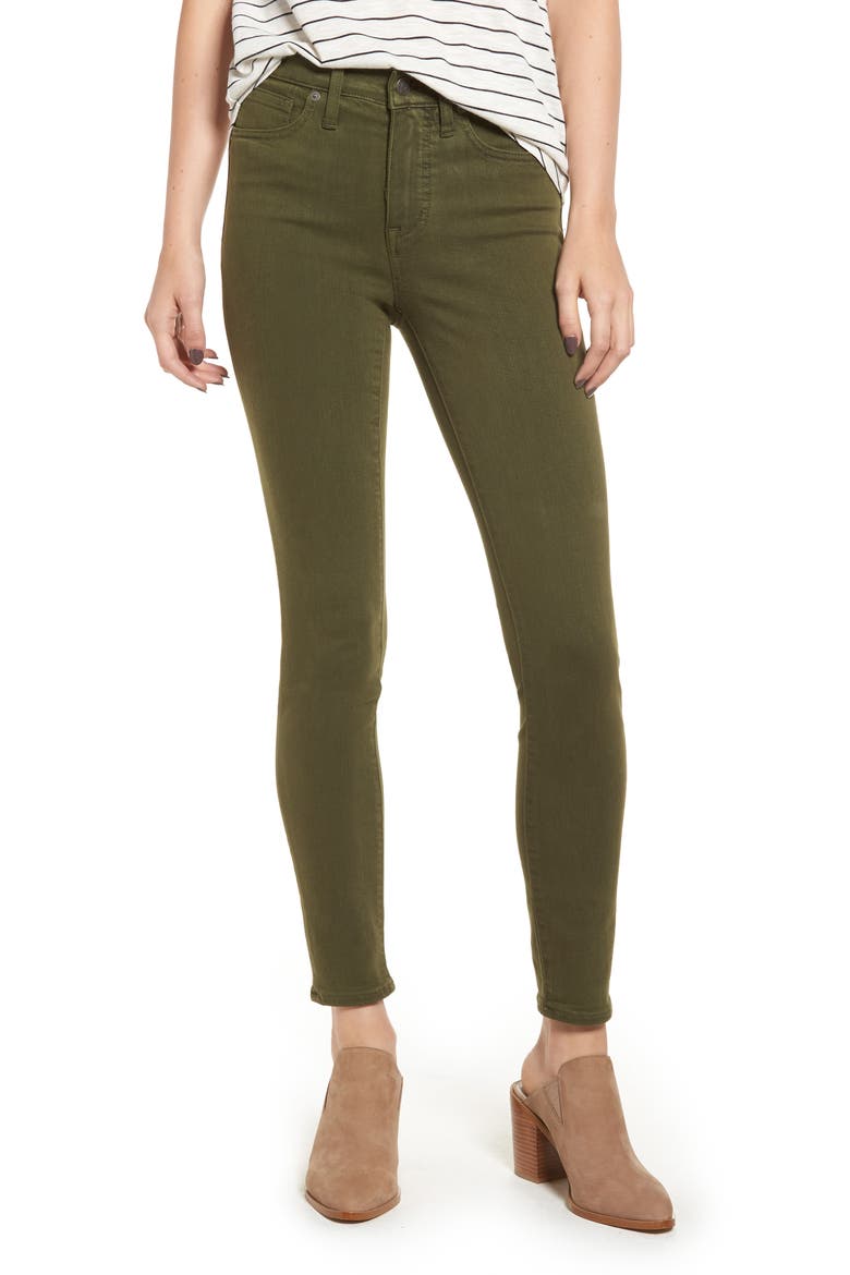 High Waist Skinny Jeans, Main, color, WEATHERED OLIVE