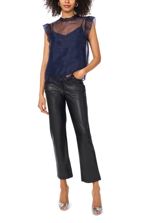 Vince Camuto Mock Neck Cap Sleeve Organza Top