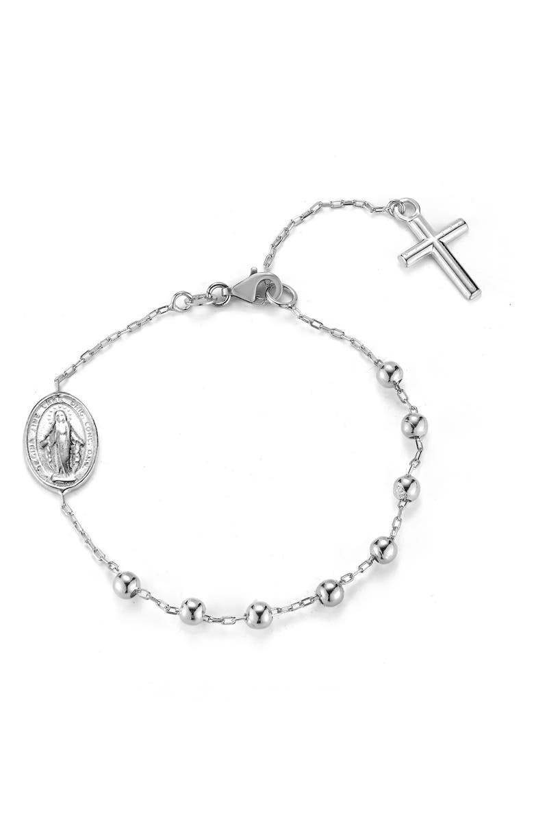 GLAZE JEWELRY Sterling Silver Rosary Cross Bracelet, Main, color, 