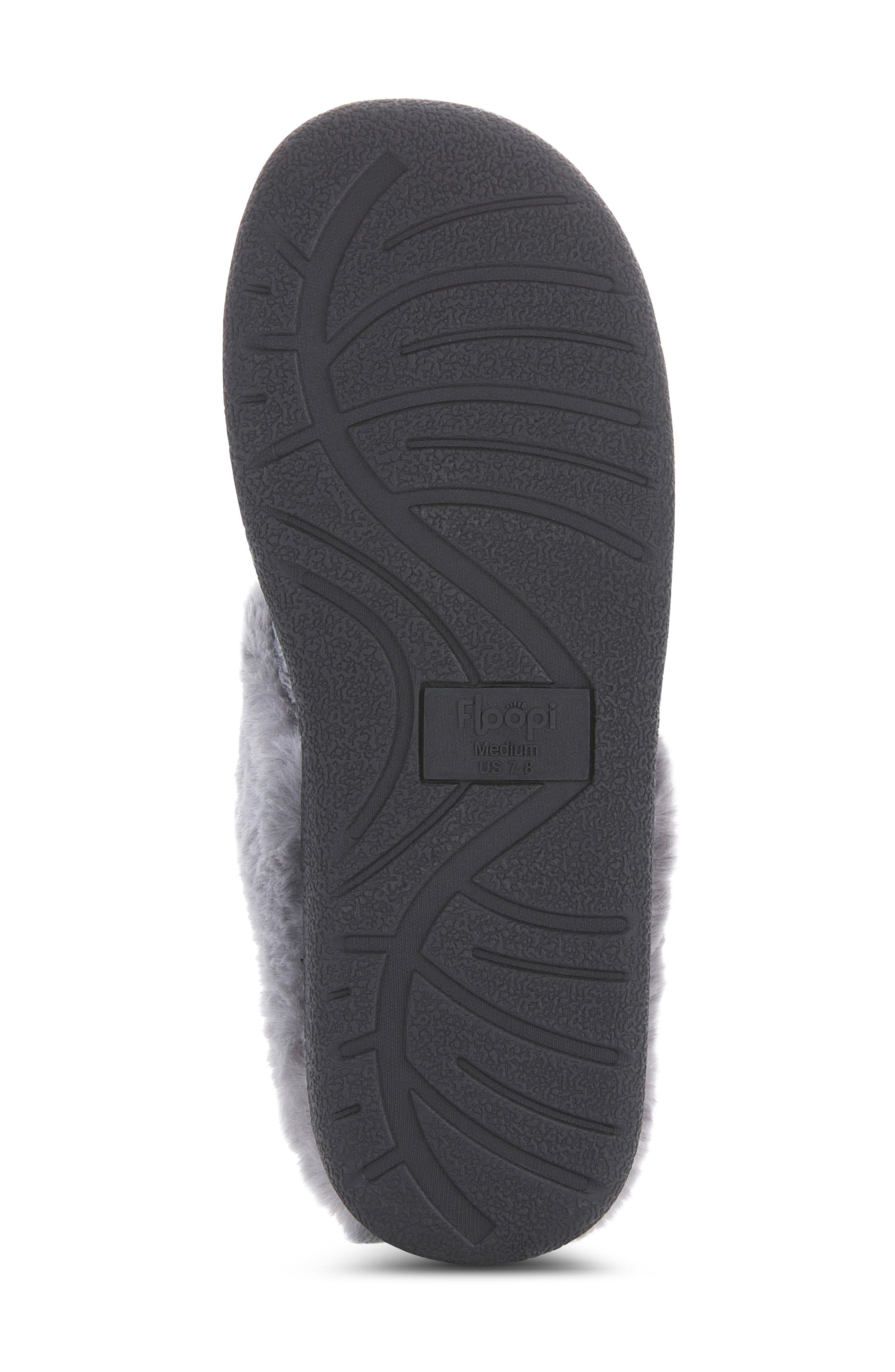 FLOOPI Faux Fur Trim Velour Clog Slipper, Alternate, color, Grey