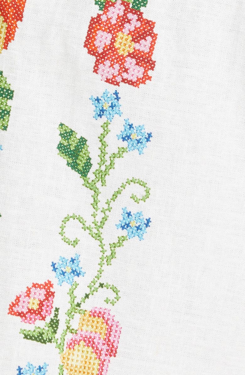 FARM Rio Tropical Romance Floral Linen Blend Romper, Alternate, color, 