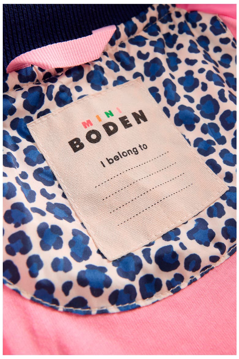 Kids' Quilted Bomber Jacket, Alternate, color, CALICO WHITE/ BLUE LEOPARD