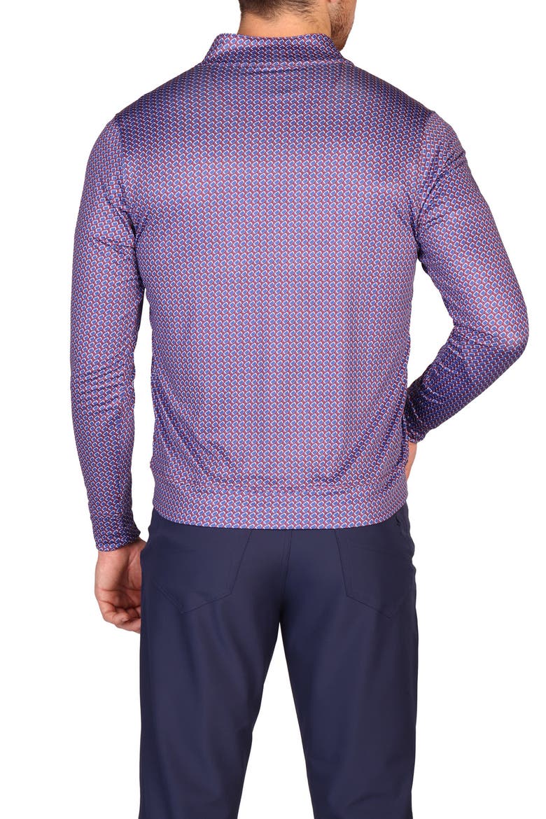 Football Print Quarter Zip Long Sleeve Performance Polo, Alternate, color, BURGUNDY/ BLUE