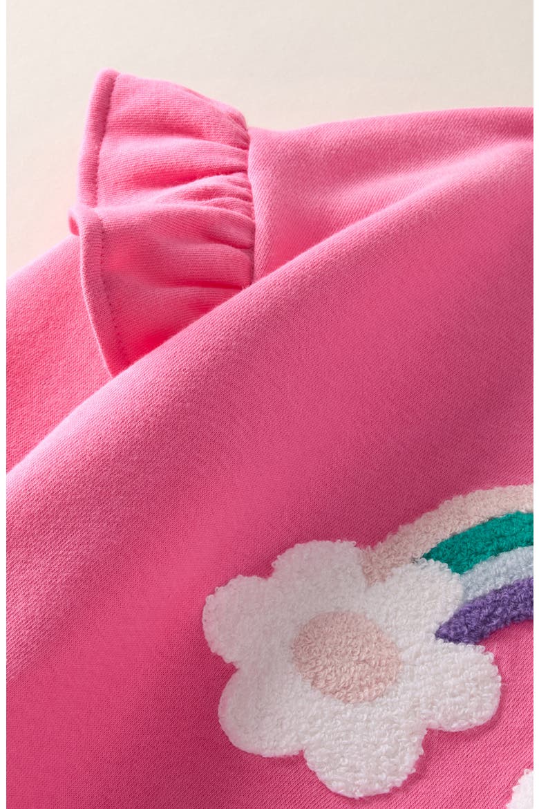 Kids' Ruffle Cotton Blend Sweatshirt, Alternate, color, PINK COSMOS RAINBOW DAISY
