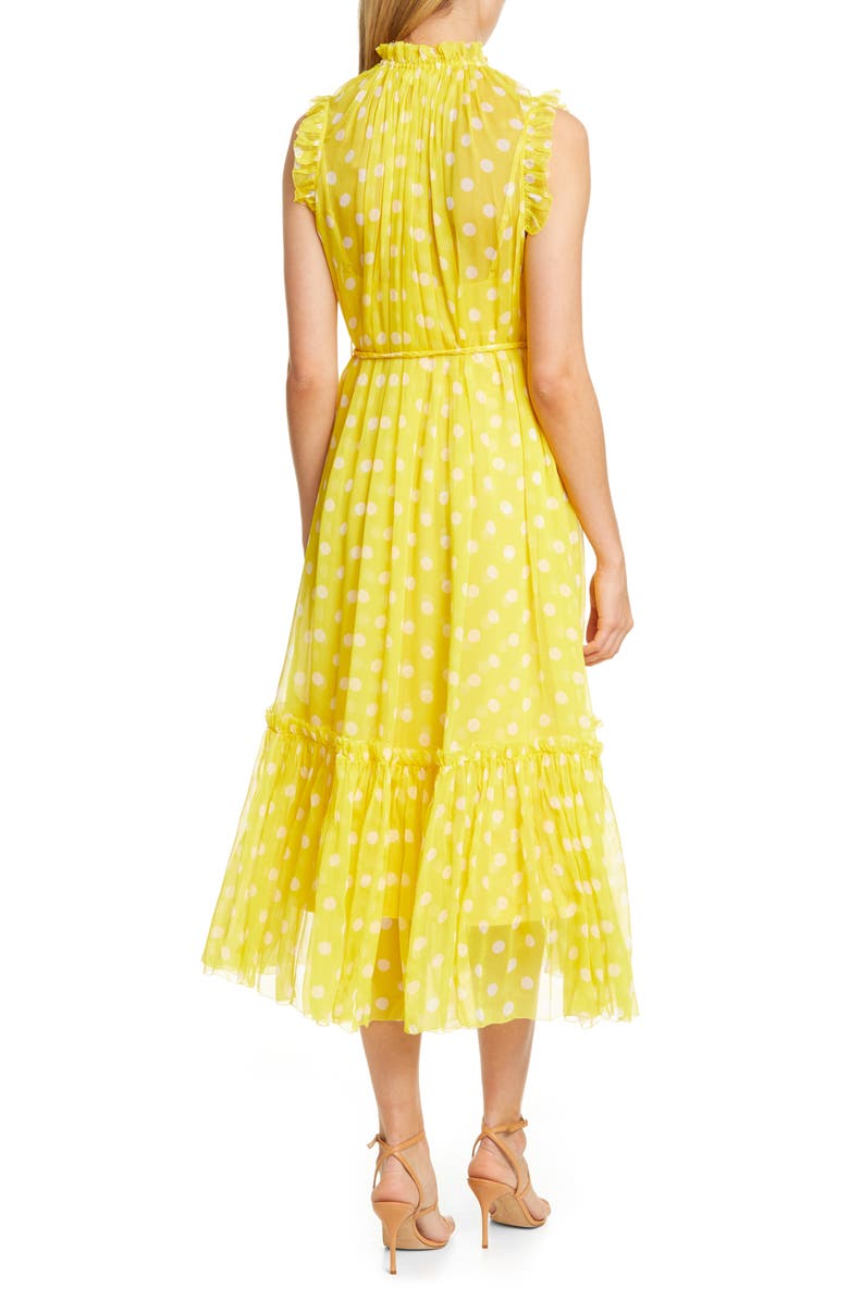 Zimmermann Brightside Polka Dot Silk Chiffon Midi Dress, Alternate, color,