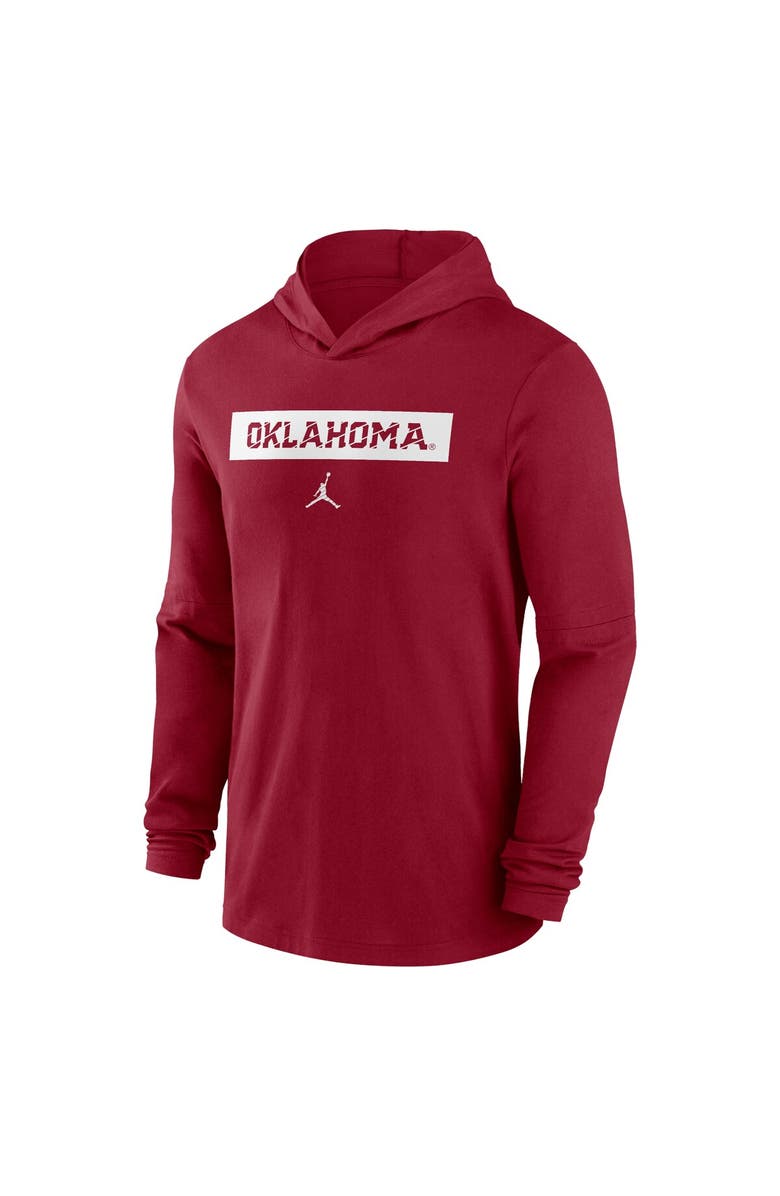 Jordan Brand Men's Jordan Brand Crimson Oklahoma Sooners 2024 Sideline Hoodie Performance Long Sleeve T-Shirt, Alternate, color,