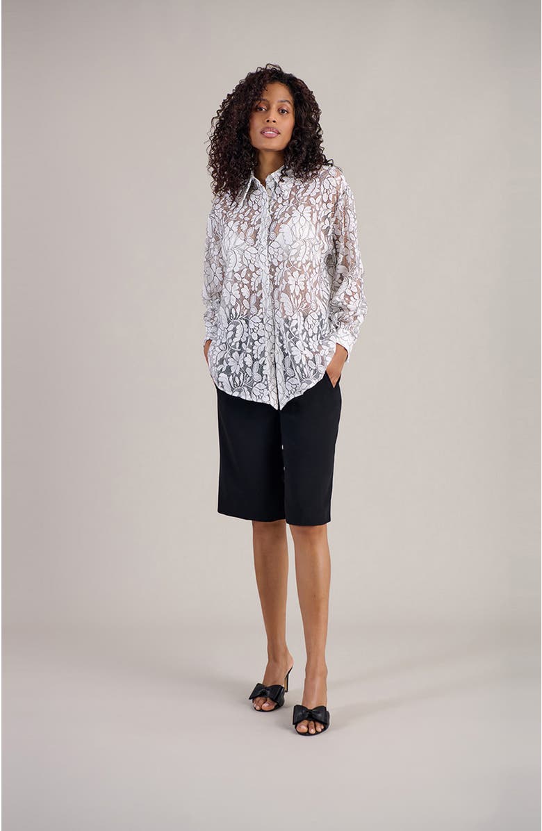 Anne Fontaine Women's Shirt  Daniela White And Black Sheer Oversized Shirt, Alternate, color, Black/White