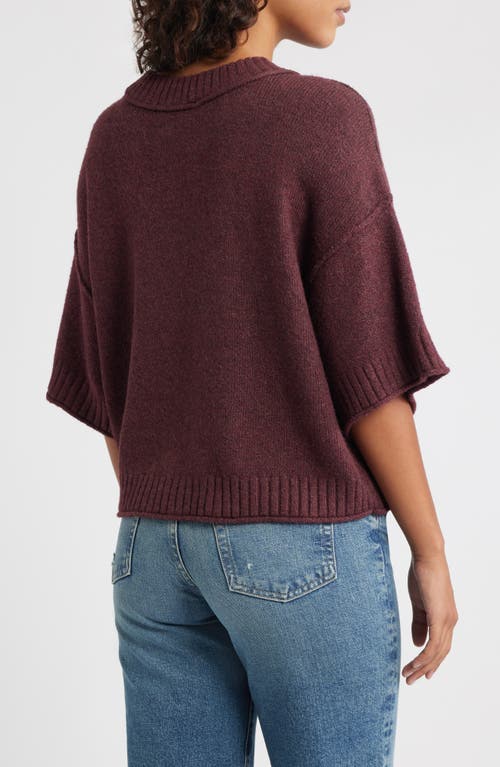 City Blues Broome Crop Short Sleeve Sweater In Burgundy