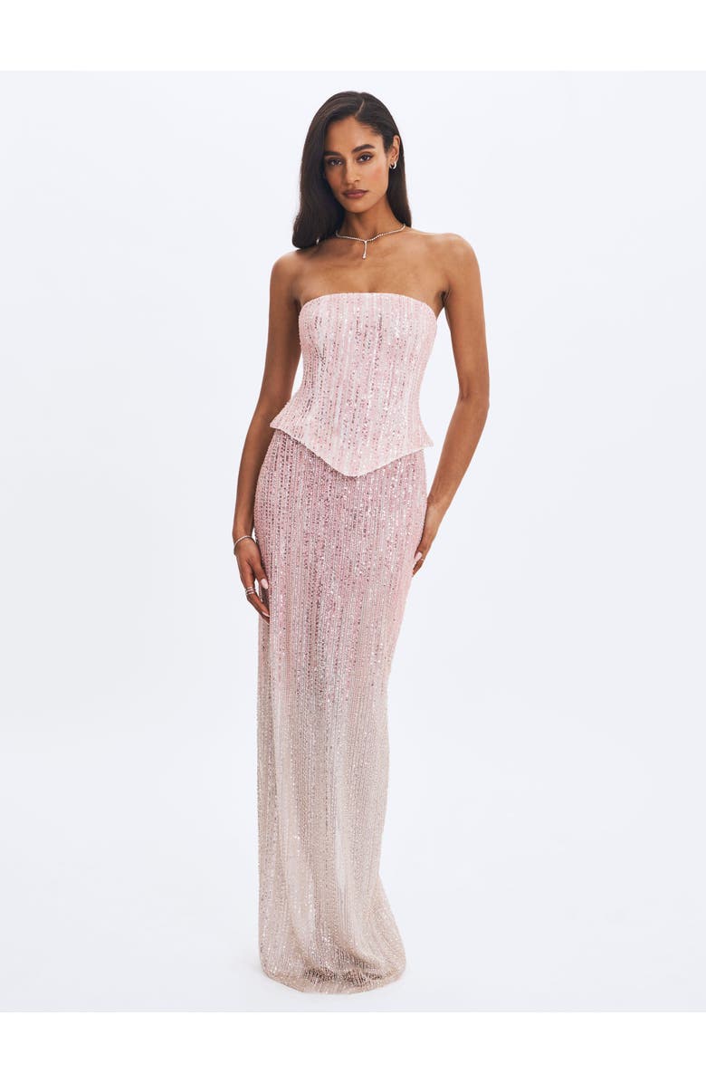 Miss Circle Tosca Beaded Gradient Strapless Peplum Maxi Dress, Alternate, color, 