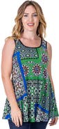 24seven Comfort Apparel Casual Print Scoop Neck Tank Top