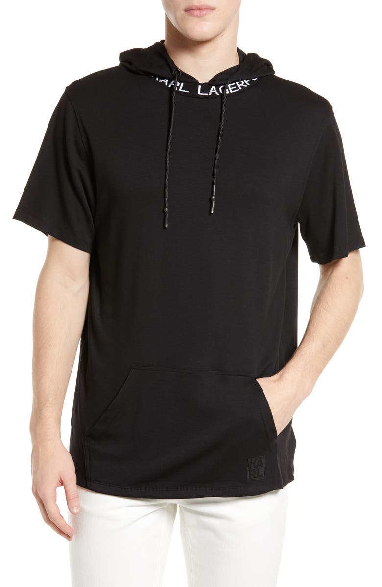 KARL LAGERFELD PARIS Kidult Short Sleeve Hoodie, Main, color, 