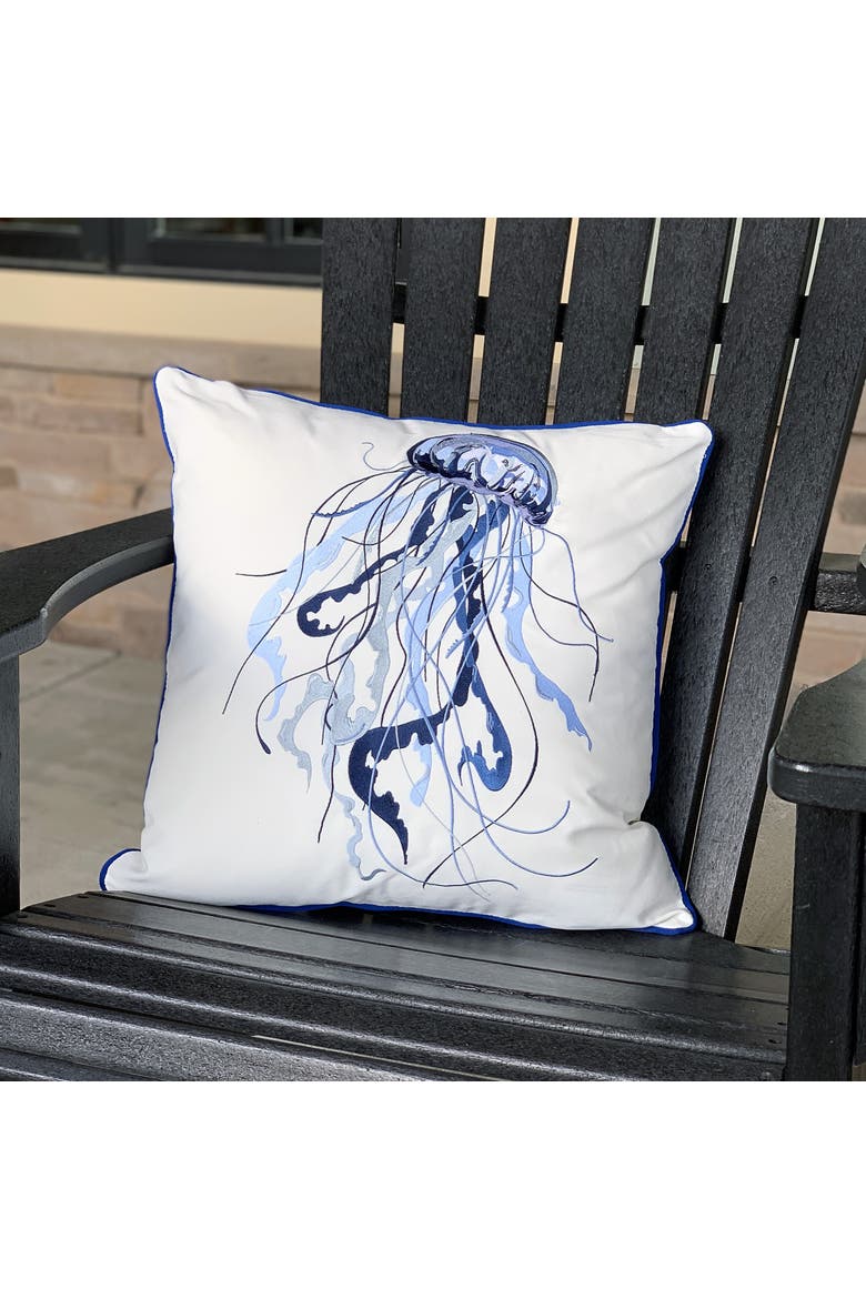 Blue Jellyfish Indoor/Outdoor Throw Pillow, Alternate, color, Blue