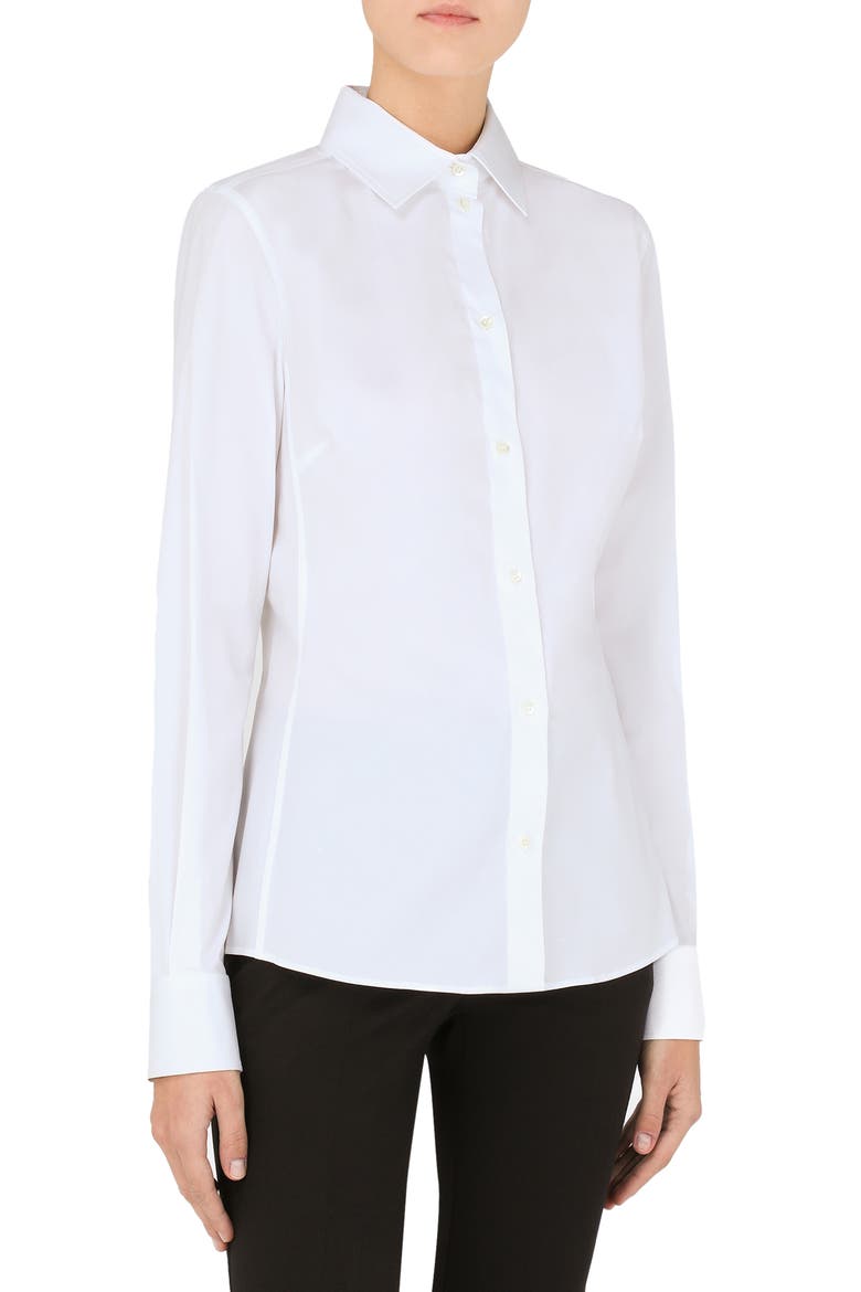Stretch Cotton Button-Up Shirt, Main, color, W0800 OPTICAL WHITE