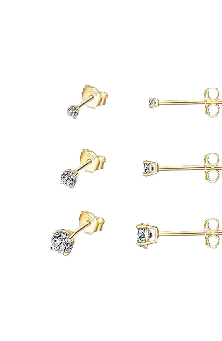 BEN ONI Set of 3 CZ Stud Earrings, Main, color, Gold