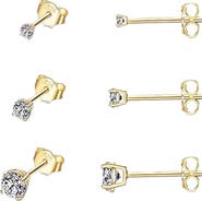 BEN ONI Set of 3 CZ Stud Earrings