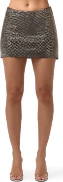 Naked Wardrobe Rhinestone Mesh Overlay Miniskirt