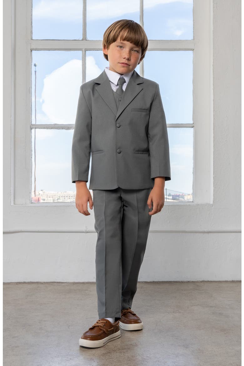 Kids' Leo 5-Piece Suit Set, Alternate, color, CHARCOAL
