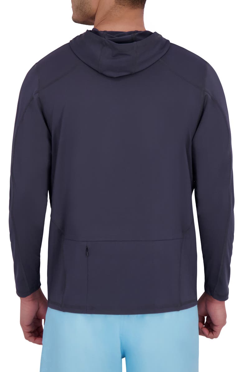 Spyder Textured Piecing Long Sleeve Hooded Rashguard, Alternate, color, Ebony